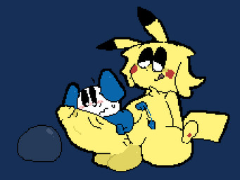 afterimage anthro armless aroused aroused_face balls big_balls big_ears big_penis biped black_ear_tips black_eyelids black_eyes black_nose blonde_hair blue_bodysuit blue_clothing blue_skinsuit blue_spacesuit blush blush_lines bodysuit bubble_helmet cheek_blush cheek_spots chest_tuft closed_smile clothing dipstick_ears discarded_helmet dot_nose duo ear_markings erection excited feet flustered fur genitals glans hair half-closed_eyes hands_on_ground huge_balls huge_penis humanoid_genitalia humanoid_penis hyper hyper_genitalia hyper_penis imminent_sex it'll_never_fit larger_anthro larger_male leaning leaning_backward licking licking_lips licking_own_lips lidded_eyes lightning_tail line_tail looking_at_another looking_at_another's_penis looking_at_genitalia looking_at_penis looking_down looking_down_at_another looking_down_at_genitalia looking_down_at_penis male male/male male_anthro monotone_arms monotone_balls monotone_bodysuit monotone_genitals monotone_hair monotone_penis monotone_skinsuit mouth_closed multicolored_ears narrowed_eyes nose_blush noseless nude_anthro nude_male penis pupils short short_legs side_mouth side_view simple_background sitting sitting_on_ground sitting_on_penis size_difference skinsuit small_feet smaller_male smile space_helmet spacesuit spread_legs spreading star_pupils tail tail_motion tail_orb tailwag thin_tail tight_clothing tongue tongue_out transparent_background tuft two_tone_ears unusual_ears vein veiny_penis wavy_frown white_face white_pupils wide_eyed wide_hips yellow_arms yellow_balls yellow_body yellow_ears yellow_face yellow_feet yellow_fur yellow_legs yellow_penis yellow_tail yellow_tuft meatcanister chuchu_rocket nintendo pokemon sega chuih daniel_(meatcanister) chuchu_(chuchu_rocket) generation_1_pokemon mammal mouse murid murine pikachu pokemon_(species) rodent 2026 alpha_channel digital_media_(artwork) english_description full-length_portrait pixel_(artwork) portrait