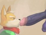 anthro balls big_penis bodily_fluids disembodied_penis duo erection genital_fluids genitals huge_penis male male/male oral penis precum vein veiny_penis jojobiz nintendo star_fox falco_lombardi fox_mccloud canid canine fox mammal 4:3