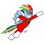 blue_body blue_feathers blue_fur feathered_wings feathers female feral fur hair mask multicolored_hair multicolored_tail pink_eyes rainbow_hair rainbow_tail simple_background solo tail white_background wings unknown_artist freakazoid! friendship_is_magic hasbro my_little_pony mythology freakazoid rainbow_dash_(mlp) equid equine mammal mythological_creature mythological_equine pegasus 1:1