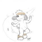 accessory anthro bottomless clothed clothing dancing eyes_closed featureless_crotch front_view headband male navel shirt simple_background solo t-shirt topwear white_background aquacoon third-party_edit peanuts_(comic) snoopy beagle canid canine canis domestic_dog hunting_dog mammal scent_hound 1:1 signature