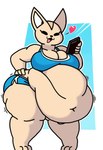 anthro belly big_belly big_breasts big_butt breasts butt clothed clothing female huge_belly huge_butt obese obese_anthro obese_female overweight overweight_anthro overweight_female solo charliecrow aggretsuko sanrio fenneko canid canine fennec_fox fox mammal true_fox hi_res