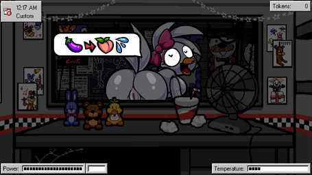 anthro beak bent_over big_breasts big_butt breasts butt emoji eyebrows feathers female genitals head_feathers head_tuft heart_eyes heart_symbol looking_at_viewer looking_back looking_back_at_viewer machine nude open_beak open_mouth pink_bow solo speech_bubble tail tail_feathers text tuft user_interface vulva wide_hips window saltiest five_nights_at_freddy's five_nights_at_freddy's:_security_breach five_nights_at_frickbear's_(series) scottgames steel_wool_studios glamrock_chica glamrock_chica_(frickbear's) animatronic avian bird chicken galliform phasianid robot digital_drawing_(artwork) digital_media_(artwork)