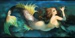 big_breasts breasts brown_hair butt female fin fish_tail hair long_hair nude open_mouth pose scales solo split_form swimming water wide_hips george_kamitani dragon's_crown vanillaware animal_humanoid fish fish_humanoid humanoid marine marine_humanoid merfolk full-length_portrait hi_res portrait