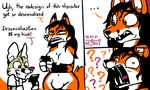 annoyed anthro breasts bulge cellphone confusion dialogue duo electronics featureless_breasts featureless_crotch female holding_object holding_phone humor male phone question_mark sharp_teeth simple_background smile teeth text tusks white_background drjavi canid canine fox genet mammal viverrid 2021 5:3 comic dated english_text signature andromorph_(lore) gynomorph_(lore)