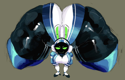 all_fours anthro big_butt black_body blue_clothing blue_legwear breasts butt clothing electronics eyebrows female front_view gloves green_eyebrows green_eyes green_inner_ear grey_background handwear headgear headphones headset huge_butt huge_thighs hyper hyper_butt hyper_thighs legwear leotard machine no_pupils simple_background smug solo thick_thighs tight_clothing white_clothing white_ears white_gloves white_handwear white_leotard mr_goon_7 project_turboblast tempo_(project_turboblast) lagomorph leporid mammal rabbit robot robot_anthro 2025 colored colored_sketch digital_media_(artwork) hi_res shaded signature sketch