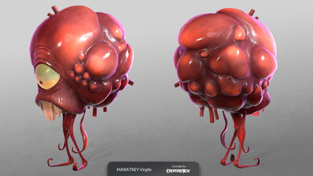 1_eye ambiguous_gender brown_eyes floating gradient_background grey_background light limbless noseless red_body red_skin simple_background solo teeth tendrils text text_box three-quarter_view turnaround yellow_sclera virgile_maratrey monster sphere_creature 16:9 2022 3d_(artwork) adobe_photoshop_(artwork) artist_name autodesk_maya_(artwork) colored digital_media_(artwork) english_description english_text hi_res lighting marmoset_toolbag_(artwork) shaded substance_painter_(artwork) widescreen zbrush_(artwork)