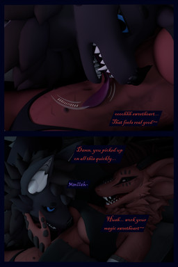 anthro arm_warmers armwear blue_eyes breasts clothing dialogue female fur leg_warmers legwear licking looking_pleasured male male/female nipple_fetish nipple_lick nipple_play nipples purple_body purple_fur red_body red_fur robe shirt tongue topwear touching_cheek flailingfornication bat mammal origin_species 3d_(artwork) absurd_res comic digital_media_(artwork) hi_res incest_(lore) mother_(lore) parent_(lore) son_(lore)