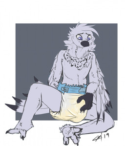 anthro bodily_fluids clothed clothing diaper diaper_humping genital_fluids happy humping male masturbation padded padding peeing solo unclean_diaper urine used_diaper wearing_diaper wet wet_diaper wetting wetting_diaper crinkleclop ari_(soarinskies14) avian bird owl hi_res