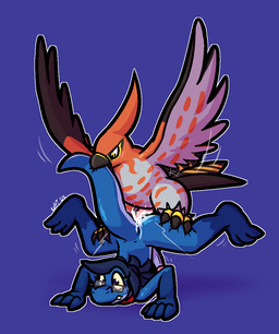 3_toes 4_fingers anal anal_penetration anthro anthro_on_feral anthro_penetrated beak bestiality bite black_beak black_body black_claws black_feathers blue_hair blue_penis blush bodily_fluids butt claws cum cum_from_ass cum_in_ass cum_inside cum_on_butt cum_on_penis cum_on_tail cum_splatter duo erection eyewear feathers feet feral feral_penetrating feral_penetrating_anthro fingers genital_fluids genitals glans glasses grey_body grey_eyewear grey_feathers grey_glasses hair humanoid_genitalia humanoid_penis interspecies kerchief male male/male male_penetrated male_penetrating male_penetrating_male markings mostly_nude motion_lines penetration penis pink_glans pupils purple_background purple_eyes red_body red_feathers red_kerchief red_markings reverse_piledriver_position sex simple_background spread_legs spread_wings spreading sweat tail tail_bite tail_feathers tail_in_mouth thrusting toe_claws toes wings yellow_beak yellow_body yellow_eyes yellow_feathers yellow_markings yellow_sclera ultilix nintendo pokemon ulti_(ultilix) avian generation_6_pokemon lizard pokemon_(species) reptile scalie talonflame 2025