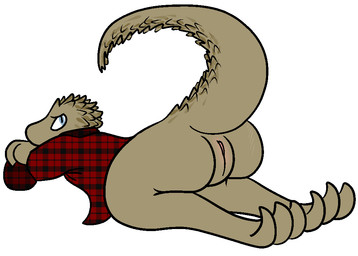 anthro bottomless butt clothed clothing female flannel genitals looking_back partially_clothed plaid puffy raised_tail shirt simple_background solo tail topwear vulva white_background trout_(artist) trout_(character) lizard reptile scalie 2016 aliasing digital_media_(artwork)