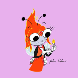 4_arms antennae_(anatomy) anthro big_eyes black_arms clothing cosplay crossover_cosplay dress female fire fire_in_hand flaming_head forehead_gem freckled_face freckles gem gloves grey_body grey_skin handwear multi_arm multi_limb red_clothing red_dress solo voice_actor_joke white_clothing white_gloves white_handwear justin_caban adventure_time cartoon_network disney the_buzz_on_maggie flame_princess maggie_pesky arthropod elemental_creature elemental_humanoid fire_creature fire_humanoid fly_(animal) humanoid insect crossover