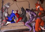 anthro group group_sex male male/male sex rufusinuzuka vanyan canid canine canis felid hybrid mammal pantherine snow_leopard wolf absurd_res hi_res