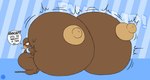 abstract_background andromorph anthro bar_emanata big_breasts big_butt blush blush_lines bottom_heavy breast_expansion breast_squish breasts brown_body brown_fur butt curvy_figure dialogue emanata erect_nipples expansion eyelashes facial_markings featureless_feet feet femboy flash_emanata fur geometric_background hand_on_breast head_markings huge_breasts hyper hyper_breasts intersex kneeling logo looking_at_breasts looking_at_own_breasts looking_at_self male markings muzzle_(marking) nipples one_eye_closed onomatopoeia simple_background solo sound_effects speech_bubble squish text thick_thighs whiskers wide_hips thatdawgmurray one-punch_man one_(manga) ground_dragon_(one-punch_man) eulipotyphlan mammal mole_(animal) absurd_res artist_logo artist_name english_text hi_res signature watermark