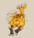 animal_noises anthro avian balls beak big_balls big_butt butt chocobo claws daftpatriot dialogue feathers feet final_fantasy genitals gesture hand_gesture hand_on_butt harness harness_only male pointing rear_view solo speech_bubble square_enix tail tail_feathers talons thick_thighs toes yellow_body yellow_feathers