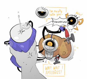 1_eye blush blush_lines dialogue duo female food machine penetrable_sex_toy plant potato sex_toy sexual_assault sexual_torture speech_bubble squeezing vegetable veiny_hands real_saming portal_(series) valve glados potatos_(portal) human mammal robot 2026