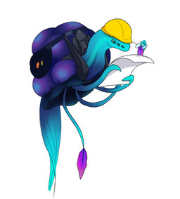 6_eyes armor bag blue_body floating hard_hat headgear helmet holding_object holding_paper male multi_eye narrowed_eyes paper pencil_(object) satchel simple_background solo squint squinted_eyes tentacles lady_ahiru halo_(series) microsoft xbox_game_studios alien huragok absurd_res colored hi_res