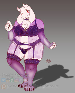 age_difference anthro belly big_breasts blushing_at_viewer breasts chest_tuft choker cleavage clothed clothing deviantart_logo discord_logo female fur furaffinity_logo grey_background horizontal_pupils horn instagram_logo jewelry legwear lingerie lingerie_bra lingerie_only lingerie_panties mature_anthro mature_female necklace older_female patreon_logo pose pupils purple_clothing purple_lingerie red_eyes reddit_logo shadow simple_background slightly_chubby slightly_chubby_female smile smiling_at_viewer solo standing stockings suspender_pantyhose text thick_thighs tuft twitter_logo underwear veil white_body white_fur conditional_dnp thelightsmen deviantart discord_(app) furaffinity instagram patreon reddit twitter undertale_(series) toriel toriel_(deltarune) bovid mammal 2026 artist_name colored colored_sketch hi_res pinup signature sketch url watermark