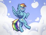 4:3 anus blue_body blue_feathers blue_fur blush butt cloud cutie_mark detailed_background digital_media_(artwork) equid equine feathered_wings feathers female feral flying friendship_is_magic fur genitals hair hasbro hooves looking_at_viewer mammal multicolored_hair multicolored_tail my_little_pony mythological_creature mythological_equine mythology nude outside pegasus purple_eyes pussy rainbow_dash_(mlp) rainbow_hair rainbow_tail sky smile solo tail wings wondo
