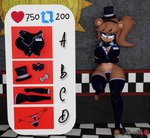 anthro blue_eyes clothed clothing female glowing glowing_eyes hat headgear headwear legwear machine name_tag panties skimpy solo thick_thighs thigh_highs top_hat underwear codabun five_nights_at_freddy's fredina's_nightclub scottgames freddy_(fnaf) fredina_(cally3d) animatronic bear mammal robot 3d_(artwork) digital_media_(artwork)