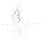 anthro comfort comforting duo female fluffy fluffy_tail hug machine male male/female on_lap sad simple_background sitting_on_lap tail biolumine cyclone_(biolumine) nova_(biolumine) canid canine fox mammal protogen 1:1 hi_res monochrome sketch