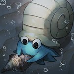 ambiguous_feral ambiguous_gender black_eyes blue_body blue_tentacles bubble conch feral looking_down sand seashell shell solo spiral_shell tan_shell tentacles underwater water spicyichizo nintendo pokemon fossil_pokemon generation_1_pokemon marine mollusk omanyte pokemon_(species) 1:1 absurd_res hi_res shaded
