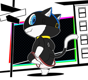 anthro black_body black_fur blue_eyes briefs butt chibi clothing collar fur looking_at_viewer male markings mask pawpads paws solo tail tail_markings underwear white_body white_fur yellow_collar lkiws atlus megami_tensei persona_(series) persona_5 sega morgana_(persona) domestic_cat felid feline felis mammal tuxedo_cat hi_res
