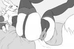 anthro anus areola big_anus butt clothed clothing female garter_belt garter_straps legs_up legwear lying on_back presenting presenting_anus puffy_anus skimpy solo stockings strikeanywhere bandai_namco digimon canid canine digimon_(species) mammal renamon 2017 3:2 hi_res monochrome