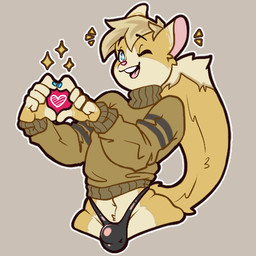 4_fingers anthro black_clothing black_eyebrows black_panties black_thong black_underwear blonde_hair blue_eyes blue_fingernails blue_nails bulge clothing colored_nails detailed_bulge dipstick_ears dipstick_tail ear_markings eyebrows eyelashes femboy fingernails fingers fluffy fluffy_tail fur hair happy heart_symbol male markings multicolored_ears nails navel one_eye_closed open_mouth open_smile panties pink_inner_ear pink_nose simple_background smile solo sparkles sweater tail tail_markings tan_background tan_body tan_fur thong topwear underwear kbiscuitcat kiwa_biscuitcat domestic_cat felid feline felis mammal 1:1 2024 icon