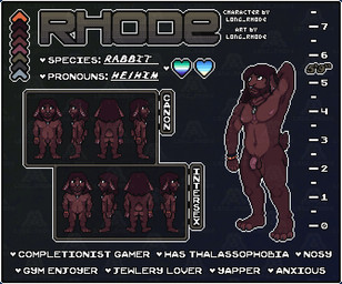 andromorph anthro average_penis beard bracelet brown_body brown_fur circumcised eyelashes facial_hair facial_piercing flaccid fur genitals hair humanoid_genitalia humanoid_penis intersex jewelry lgbt_pride long_hair male multiple_piercings muscular muscular_anthro muscular_male nose_piercing penis piercing pixelated pride_colors pubes realistic_penis_size scar septum_piercing solo sprite sprite_art sprite_sheet standing surgical_scar twunk uranic_pride_colors vincian_pride_colors long_rhode rhode_(long_rhode) lagomorph leporid mammal rabbit digital_media_(artwork) hi_res model_sheet pixel_(artwork)