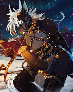 accessory animal_genitalia animal_penis anthro athletic athletic_male balls bdsm bell bell_collar bell_harness big_penis blush blush_lines bridle christmas_present cock_ring collar collar_tag equine_genitalia equine_penis erection facial_piercing fur genital_piercing genitals gift gold_(metal) gold_jewelry gold_piercing grey_body grey_fur hair hands_behind_back harness jewelry jingle_bell linked_piercing lip_piercing looking_at_viewer male medial_ring nipple_piercing nipple_ring nipples penis penis_accessory penis_jewelry penis_piercing petplay piercing ponyplay prince_albert_piercing ring_piercing roleplay sleigh solo wearing_collar wearing_harness white_hair yellow_eyes godafterdark mythology monochromius_(godafterdark) dragon kirin mythological_creature mythological_scalie scalie 2025 digital_drawing_(artwork) digital_media_(artwork) english_description hi_res