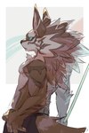 anthro brown_body brown_fur fur green_eyes looking_away male multicolored_body multicolored_fur solo biri lifewonders tokyo_afterschool_summoners seth_(tas) canid canine canis jackal mammal 2023 2:3 hi_res sketch