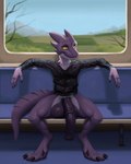 animal_genitalia animal_penis balls big_balls big_penis big_unflared_glans bottomless casual_nudity claws clothed clothing equine_genitalia equine_penis genitals hoodie hoodie_only huge_balls huge_penis hyper hyper_genitalia hyper_penis inside_train looking_at_viewer male narrowed_eyes penis public public_nudity purple_body sheath sitting smile solo tail topwear topwear_only train vehicle vein veiny_penis yellow_eyes yellow_sclera thejoyfuldragon nil kobold scalie hi_res