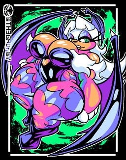 anthro big_breasts breasts cleavage clothed clothing cosplay female huge_thighs looking_at_viewer narrowed_eyes solo thick_thighs tight_clothing wide_hips th3gadfly capcom darkstalkers sega sonic_the_hedgehog_(series) morrigan_aensland rouge_the_bat bat mammal hi_res