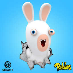 ambiguous_anthro ambiguous_gender anthro blue_background blue_eyes broken_wall buckteeth fur happy light logo long_ears looking_at_viewer multicolored_body no_eyebrows noseless open_mouth open_smile red_tongue simple_background smile smiling_at_viewer solo tan_body tan_eyelids tan_inner_ear tan_skin teeth through_wall title tongue two_tone_body white_body white_fur jean-baptiste_raimbault raving_rabbids rayman_(series) ubisoft lagomorph mammal rabbid 1:1 2021 3d_(artwork) absurd_res adobe_photoshop_(artwork) autodesk_maya_(artwork) bust_portrait colored digital_media_(artwork) english_description hi_res lighting official_art portrait shaded