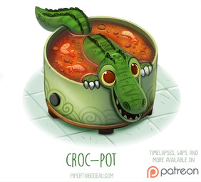 ambiguous_gender claws cooking_pot feral food green_body green_scales humor open_mouth partially_submerged patreon_logo pun scales simple_background solo soup tail teeth text visual_pun white_background yellow_eyes piper_thibodeau patreon aquatic arthropod crocodile crocodilian crustacean reptile scalie shrimp digital_media_(artwork) digital_painting_(artwork) english_text painting_(artwork) url