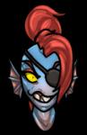 2016 2d-dungeon alpha_channel animated anthro eye_patch eyewear female fish hair high_framerate low_res marine red_hair short_playtime simple_background solo transparent_background undertale undertale_(series) undyne