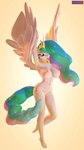 anthro anthrofied big_breasts breasts crown cutie_mark feathered_wings feathers feet female gold_(metal) gold_jewelry headgear horn humanoid_feet jewelry looking_at_viewer navel nipples nude plantigrade raised_arms solo spread_wings wings antonsfms friendship_is_magic hasbro my_little_pony mythology princess_celestia_(mlp) equid equine mammal mythological_creature mythological_equine winged_unicorn 3d_(artwork) 4k 9:16 absurd_res digital_media_(artwork) hi_res source_filmmaker_(artwork)