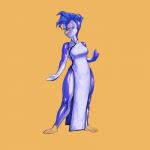 anthro beak blue_body blue_hair blue_skin breasts clothed clothing eyelashes female hair half-closed_eyes multicolored_body multicolored_skin narrowed_eyes non-mammal_breasts orange_background simple_background solo two_tone_body two_tone_skin white_body white_skin unknown_artist los_pintin ada_pintin avian bird penguin 1:1 absurd_res hi_res