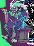 blue_body blue_fur collar fantasy fire flaming_tail fur magic male reading scroll spiked_collar spikes tail jawsandcorp mythology hydroplane canid canid_demon canine demon hellhound mammal mythological_canine mythological_creature tibicena absurd_res hi_res