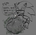 abdominal_bulge after_vore anthro belly big_belly blush bodily_fluids dialogue digestion digestion_noises duo internal male oral_vore same_size_vore speech_bubble sweat vore oogletvoidlet sega sonic_the_hedgehog_(series) sonic_the_hedgehog