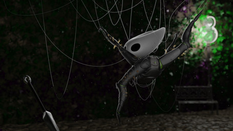 anthro black_body female genitals looking_at_viewer looking_back nude nude_female restraints rope solo suspension trapped vulva weapon doublestuffed doublestuffed_(modeler) hollow_knight_(franchise) team_cherry hornet_(hollow_knight) arthropod 16:9 3d_(artwork) blender_(artwork) digital_media_(artwork) hi_res widescreen