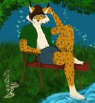 anthro basque clothing feet feline_eyes garden handmade humanoid_feet humanoid_hands lingerie male patxi_xabier plantigrade solo water bastianlionheart felid feline iberian_lynx lynx mammal hi_res