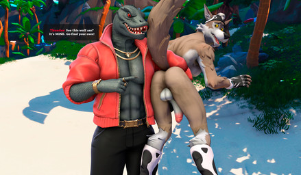 anthro balls beach butt clothed clothed/nude clothed_anthro clothed_male clothing duo embarrassed embarrassed_naked_male embarrassing_exposure embarrassing_nudity exhibitionism flaccid genitals glans male nude penis public public_exposure public_nudity text meteorsmash dollymolly323_(modeler) okamical_(modeler) epic_games fortnite thunder_(fortnite) wendell_(fortnite) canid canine komodo_dragon lizard mammal monitor_lizard reptile scalie 3d_(artwork) absurd_res digital_media_(artwork) english_text hi_res