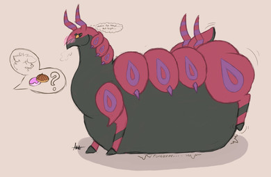all_fours feral obese obese_feral overweight overweight_feral weight_gain auxiefox nintendo pokemon generation_5_pokemon pokemon_(species) scolipede absurd_res hi_res