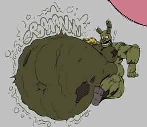 belly belly_expansion big_belly bloated expansion food huge_belly hyper hyper_belly machine male musclegut muscular muscular_male navel outie_navel pecs pizza rumbling_stomach stuffing surprised yellow_body itzamug five_nights_at_freddy's five_nights_at_freddy's_3 scottgames springtrap_(fnaf) animatronic lagomorph leporid mammal rabbit robot undead