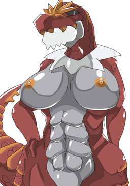 abs anthro anthrofied bald big_breasts biped black_eyes breasts female glistening looking_at_viewer looking_down muscular muscular_anthro muscular_female nipples non-mammal_breasts non-mammal_nipples nude pokemorph red_eyes red_nose shadow simple_background solo standing white_background sya nintendo pokemon dinosaur fossil_pokemon generation_6_pokemon pokemon_(species) prehistoric_species reptile scalie theropod tyrantrum