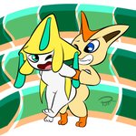 1upgobbo 2016 2_toes 3_toes anal anal_penetration anthro arm_pull big_ears blue_eyes butt digital_media_(artwork) duo feet female female_penetrated from_behind_position fur generation_3_pokemon generation_5_pokemon genitals green_eyes hi_res jirachi legendary_pokemon male male/female male_penetrating male_penetrating_female mammal nintendo one_eye_closed open_mouth penetration pokemon pokemon_(species) prison_guard_position pussy sex smile softestpuffss teeth toes victini white_body