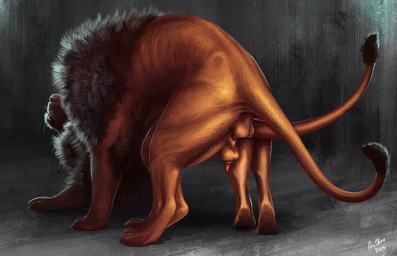 anal anal_penetration anatomically_correct anatomically_correct_genitalia anatomically_correct_penis animal_genitalia animal_penis anus backsack balls butt crouching duo erection feline_genitalia feline_penis feral feral_on_feral from_behind_position genitals lipsticking male male/male male_penetrated male_penetrating male_penetrating_male mane mounting pattern_background penetration penis photorealism raised_tail realistic rear_view sex sheath simple_background tail tail_anus tail_tuft tuft anchee felid lion mammal pantherine 2015 detailed