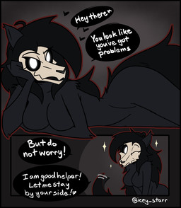anthro black_body dialogue female flirting flirting_with_viewer lying on_side solo tail text icey_(artist) scp_foundation scp-1471-a malo comic english_text hi_res