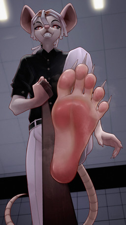 5_toes anthro bottomwear claws clothed clothing detailed_background duo feet first_person_view foot_fetish foot_focus greek_toe humanoid_feet leash leash_pull looking_at_viewer looking_down male male_anthro nails pants plantigrade raised_foot shirt soles solo_focus toes topwear kinneru kiel_(kinneru) mammal murid murine rat rodent absurd_res hi_res